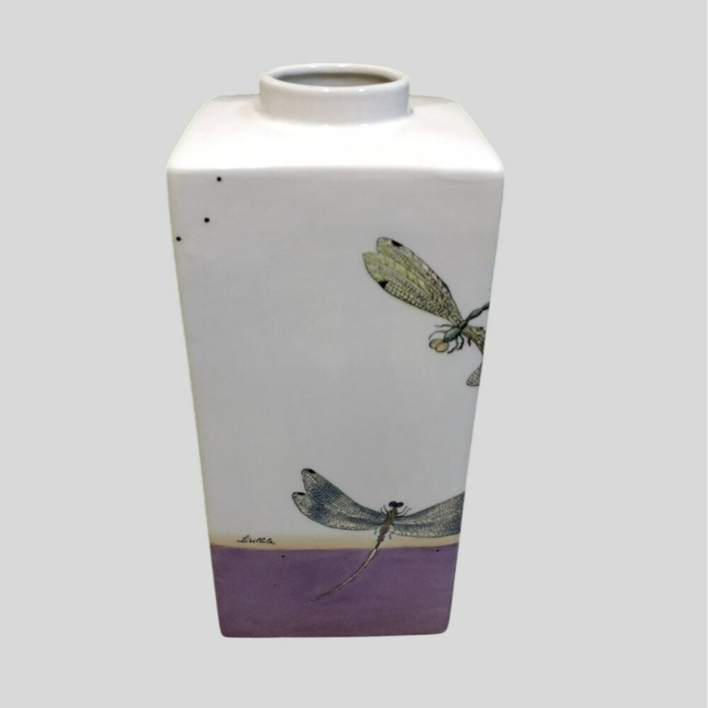 RARE Fabienne Jouvin Paris Jar Vase, 14" Vintage Ceramic Dragonfly Design French - Picture 7 of 9